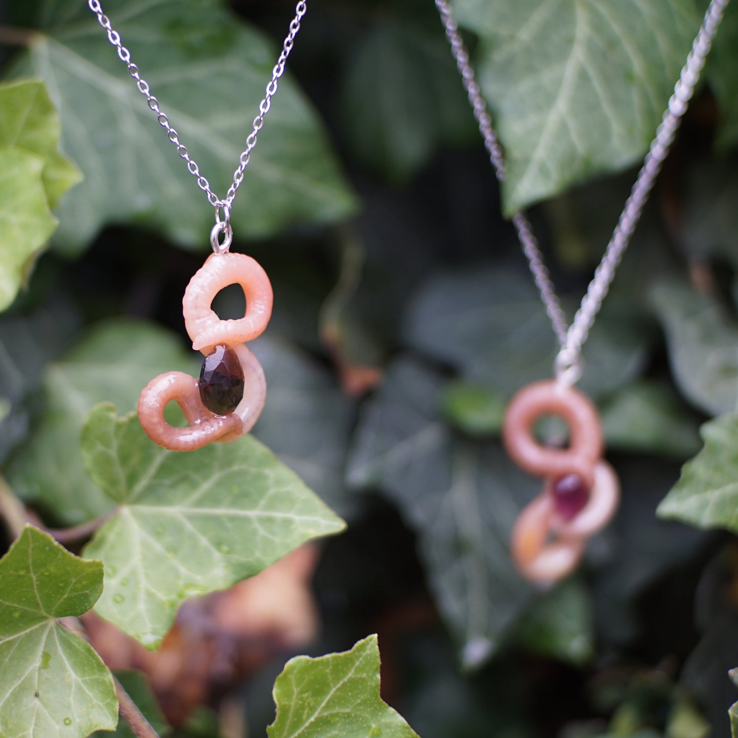 Gemstone Worm Necklace