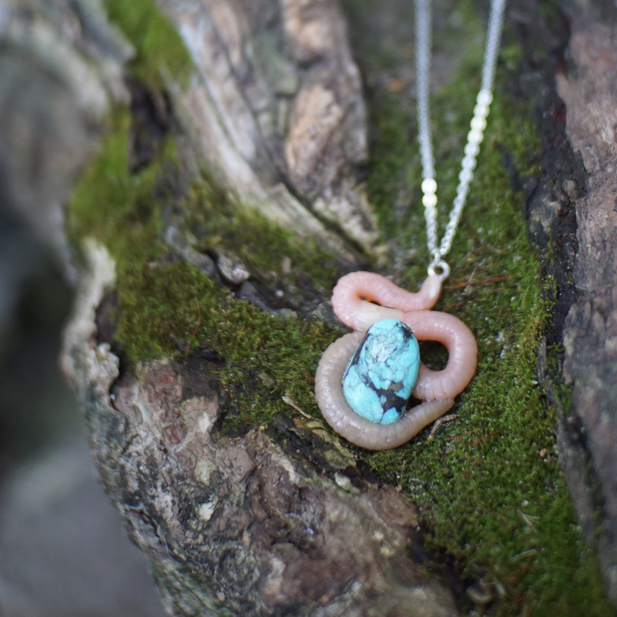 Gemstone Worm Necklace