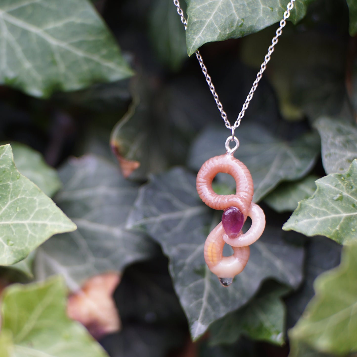 Gemstone Worm Necklace