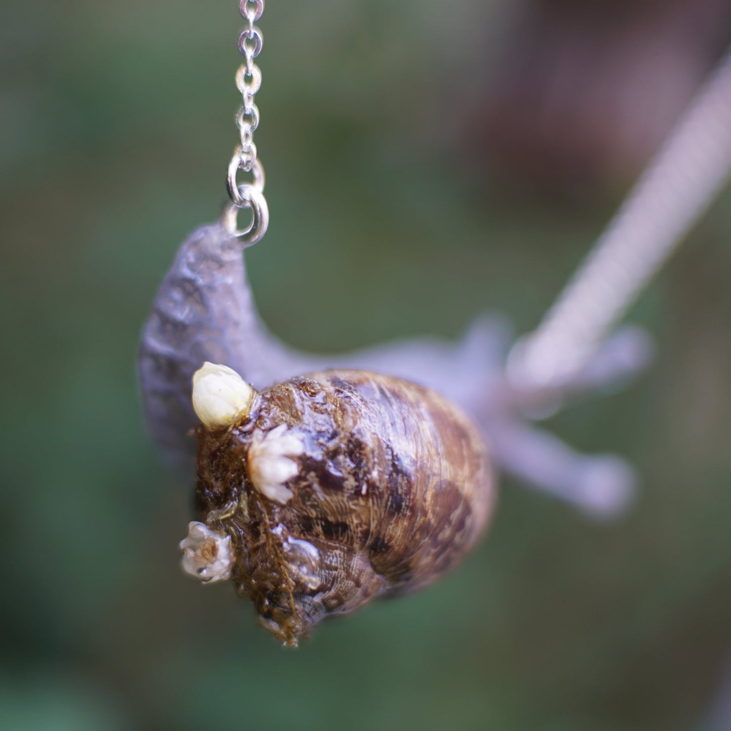 Mossy Floral Snail Necklace