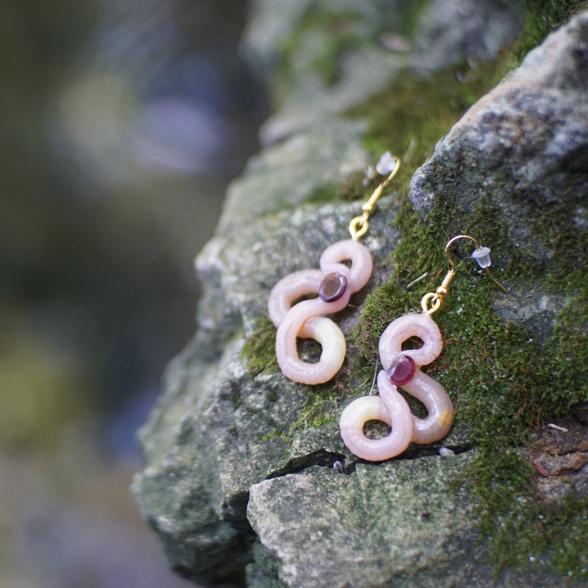 Gemstone Worm Earrings