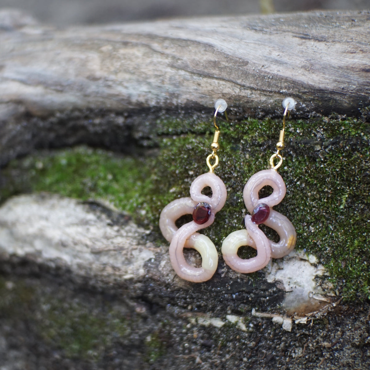 Gemstone Worm Earrings