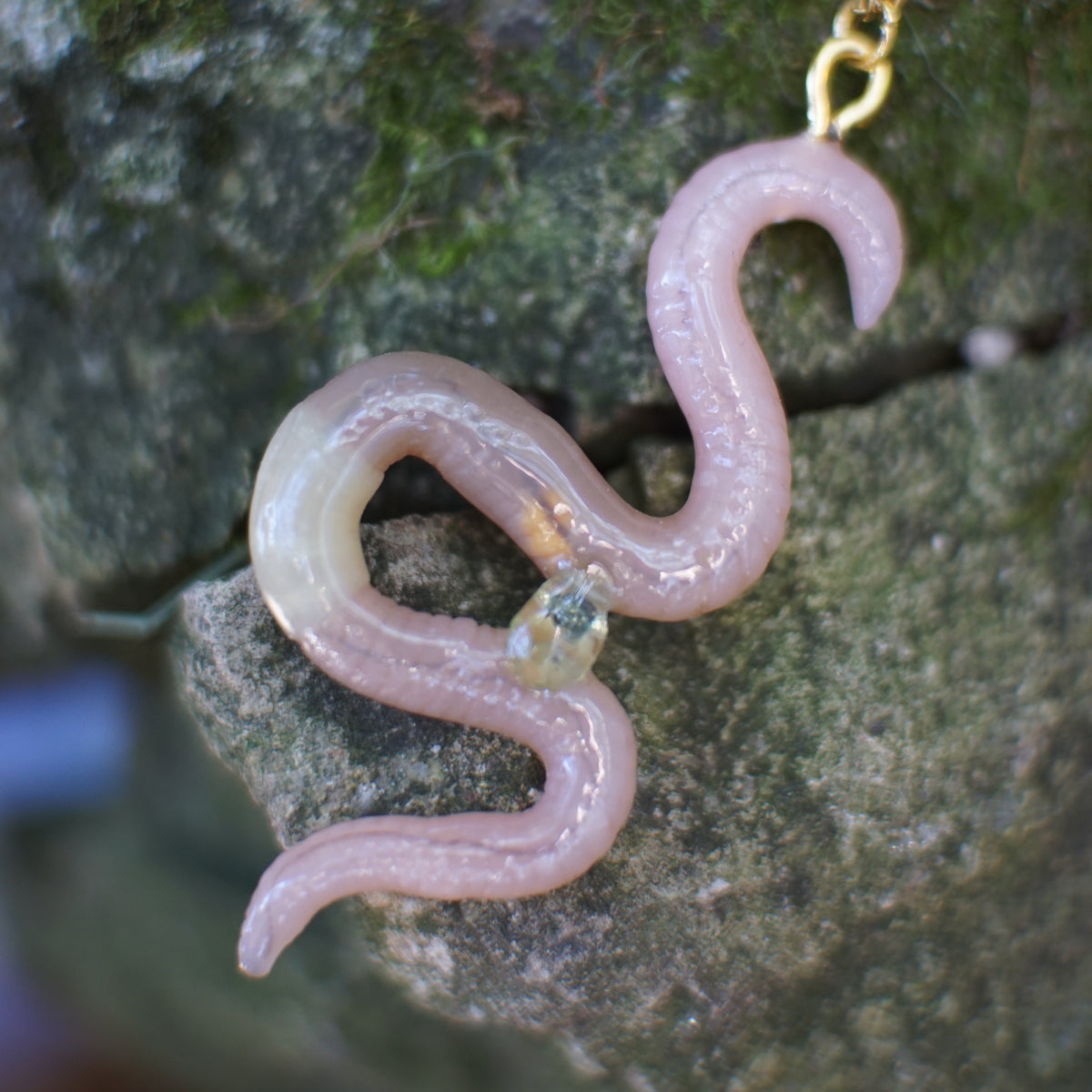 Gemstone Worm Necklace