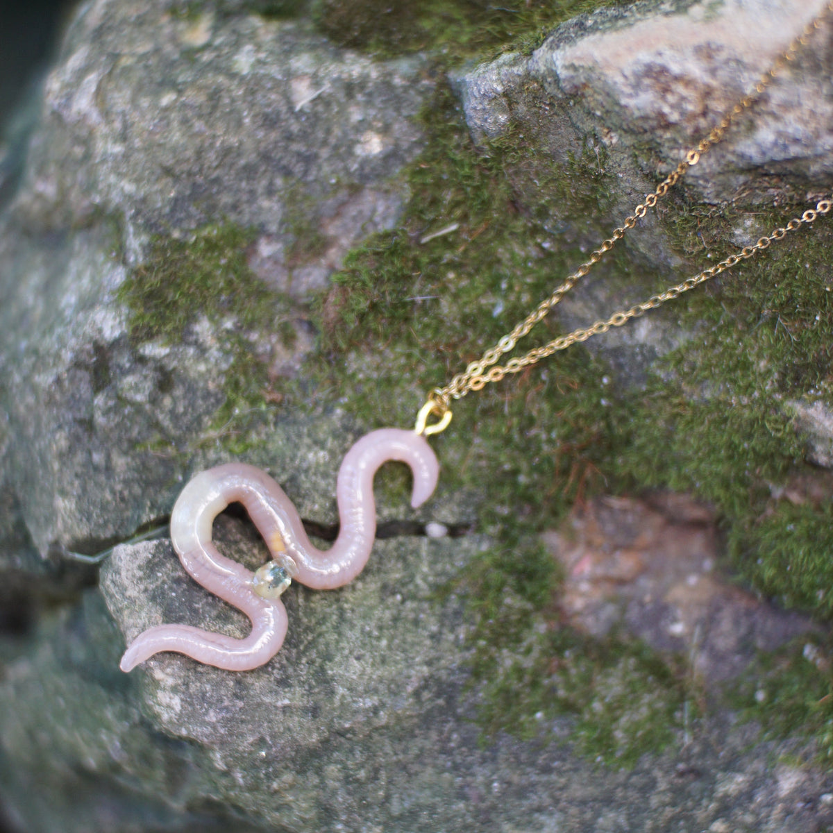 Gemstone Worm Necklace