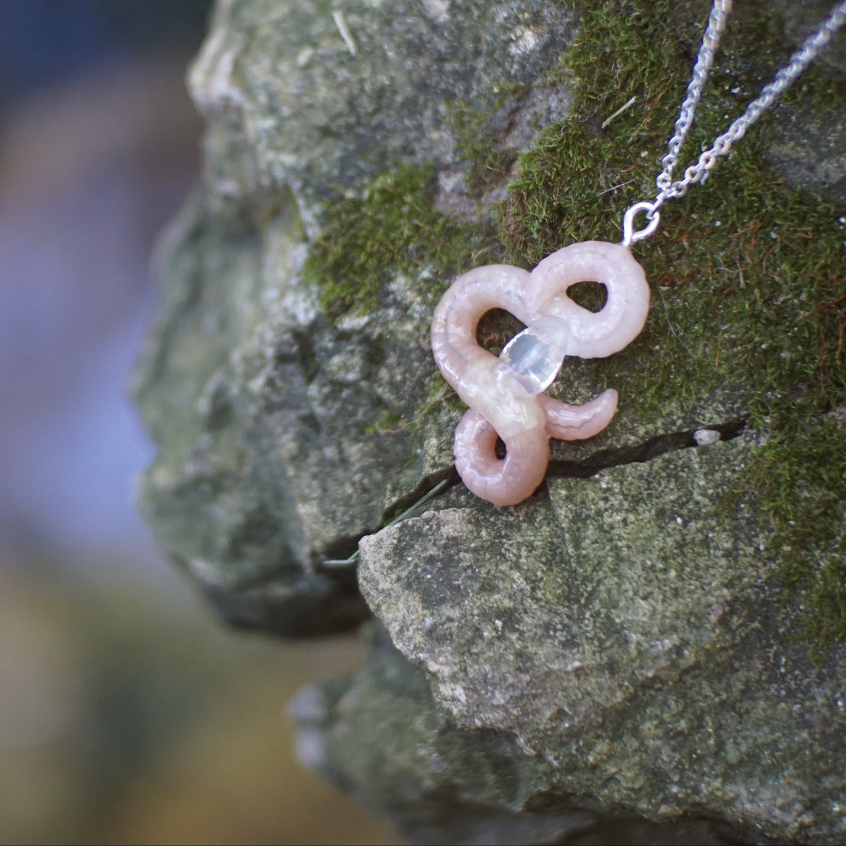 Gemstone Worm Necklace
