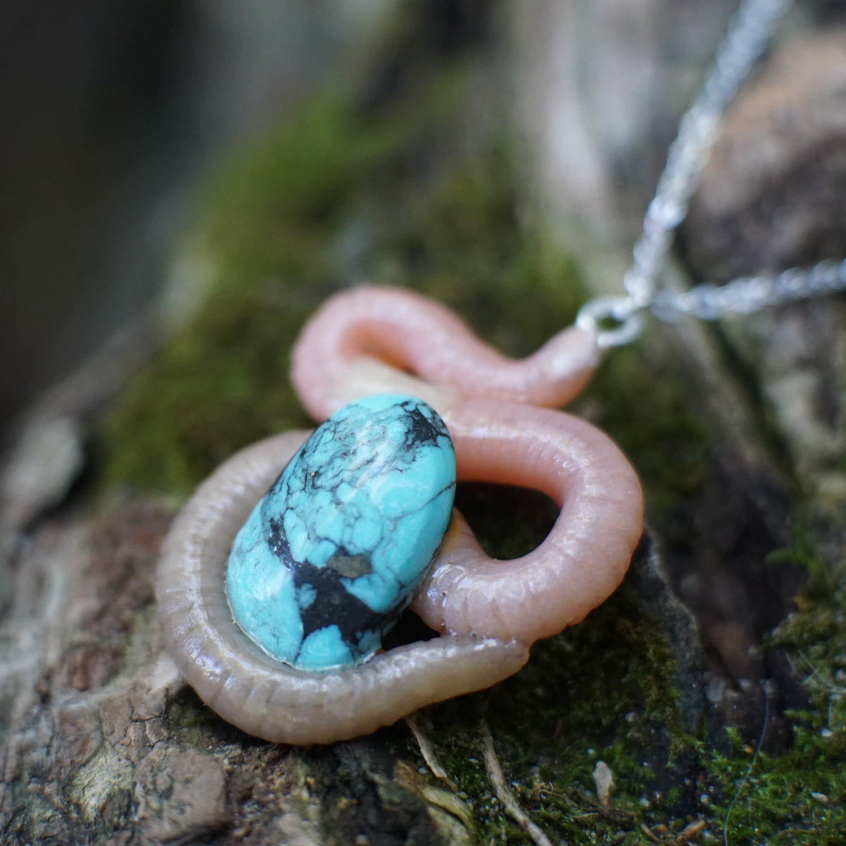 Gemstone Worm Necklace