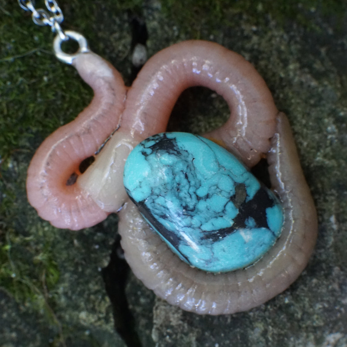 Gemstone Worm Necklace