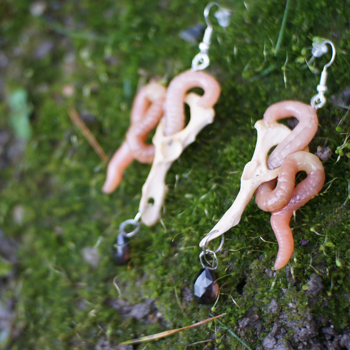 Bone Worm Earrings