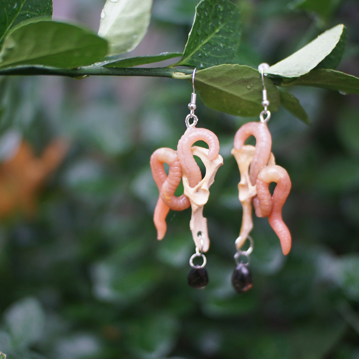 Bone Worm Earrings