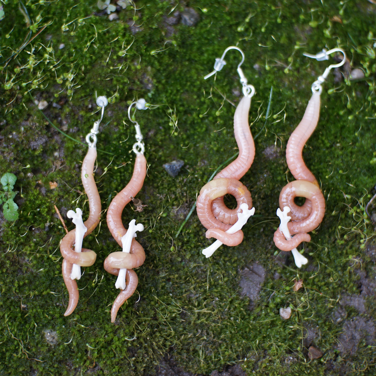 Bone Worm Earrings