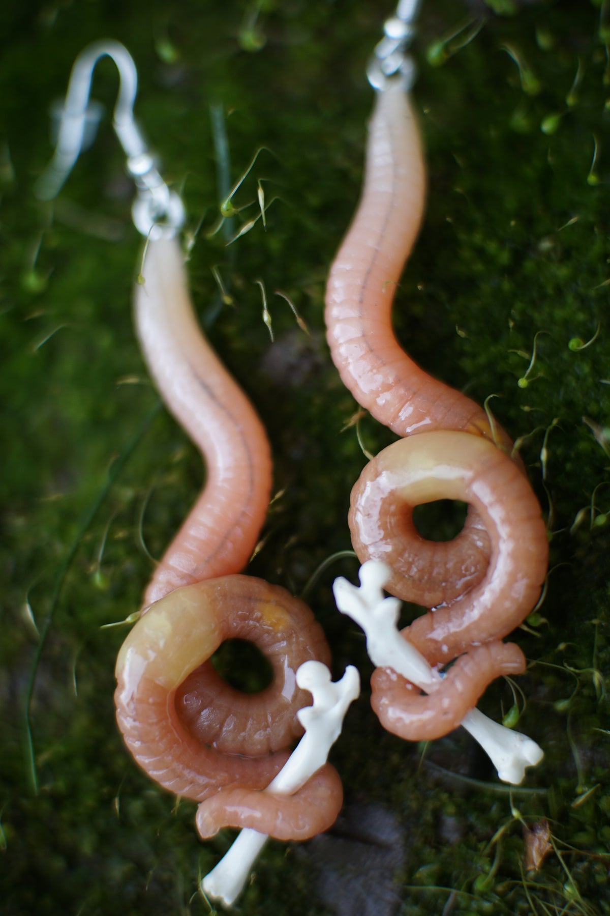 Bone Worm Earrings